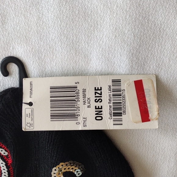 Holiday Arcade Beanie Cap Size Os Black with Sequins - Picture 3 of 7